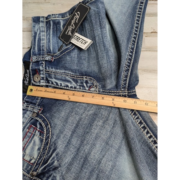 True Luck Men Classic Stretch Straight Jeans 32x32 Thick Stitch NWT - Picture 11 of 12